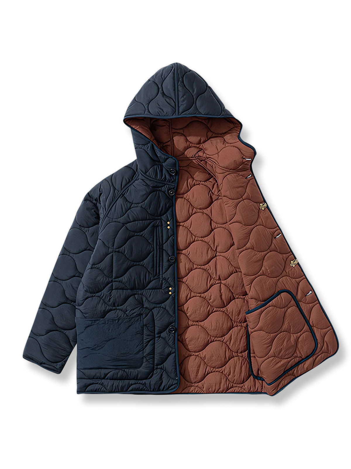 リバーシブル仕様の中綿キルティングジャケット