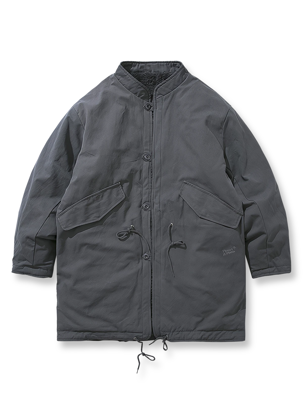 リバーシブル仕様のワークコットン×厚手コーラルフリースコート。