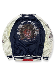 テッドマンと酒吞童子を刺繍したリバーシブルシルクスカジャン。