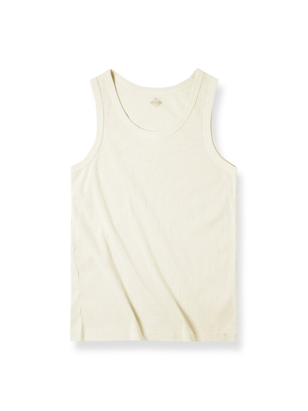 リブ編みとスリムフィットが特徴のコットンタンクトップ