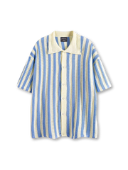 リブストライプニットシャツ