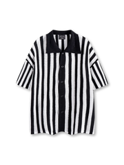 リブストライプニットシャツ