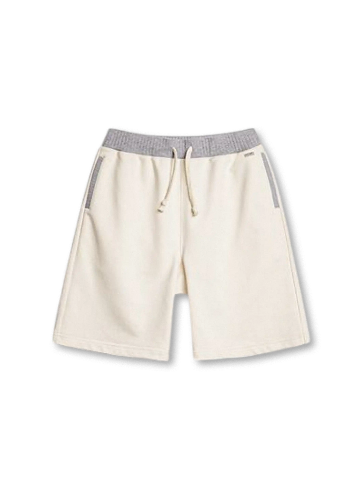 リブウエストとドローコードが特徴の軽量混紡スウェットショーツ。グレー配色ポケットでアクセント。