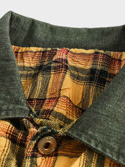 パッチワークチェックシャツジャケット