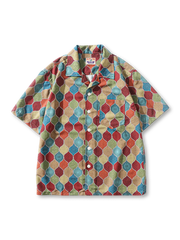 ロココ装飾柄を全面プリントしたキューバカラーアロハシャツ