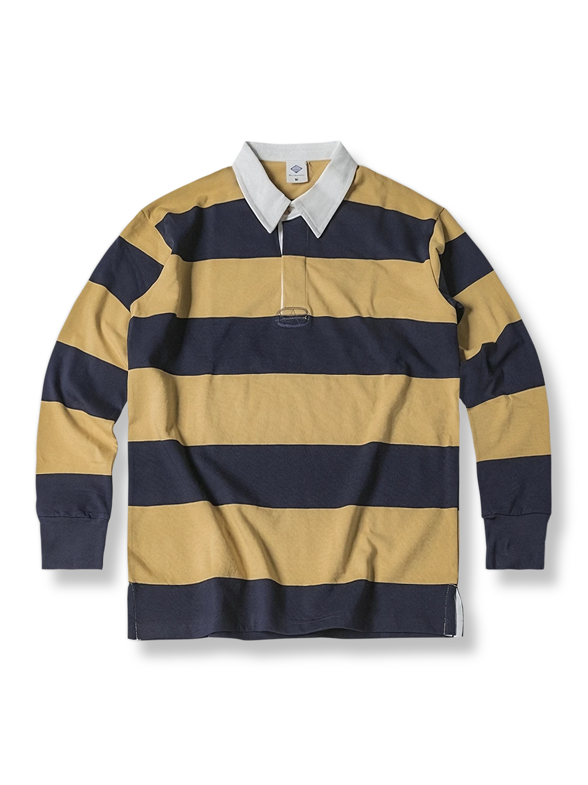 ヴィンテージ感あるラグビーストライプ長袖ポロシャツ