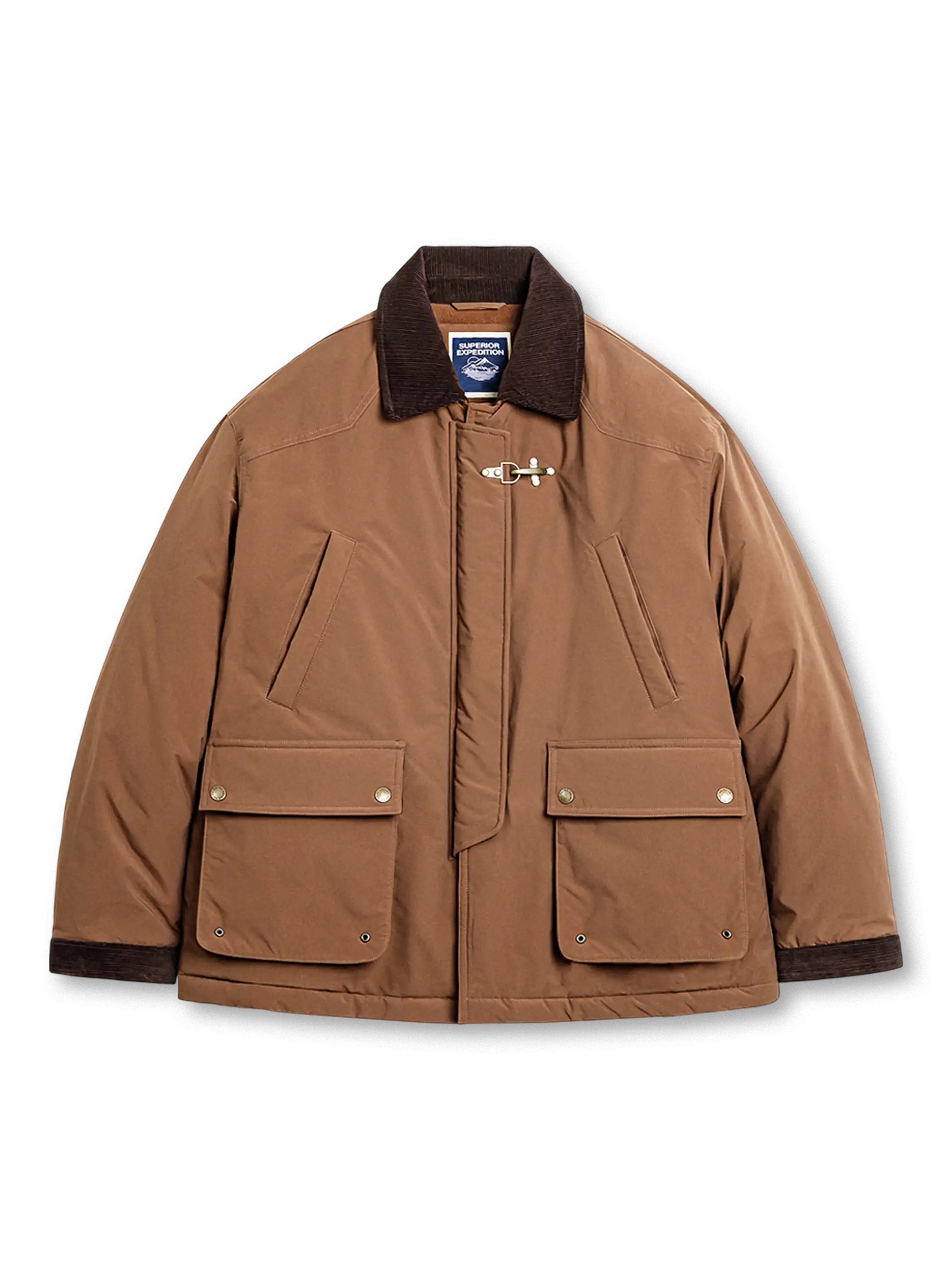 ハンティングジャケット コーデュロイ襟 サファリコート ブラウン ネイビー 19世紀復刻風 ショート丈 防風アウター