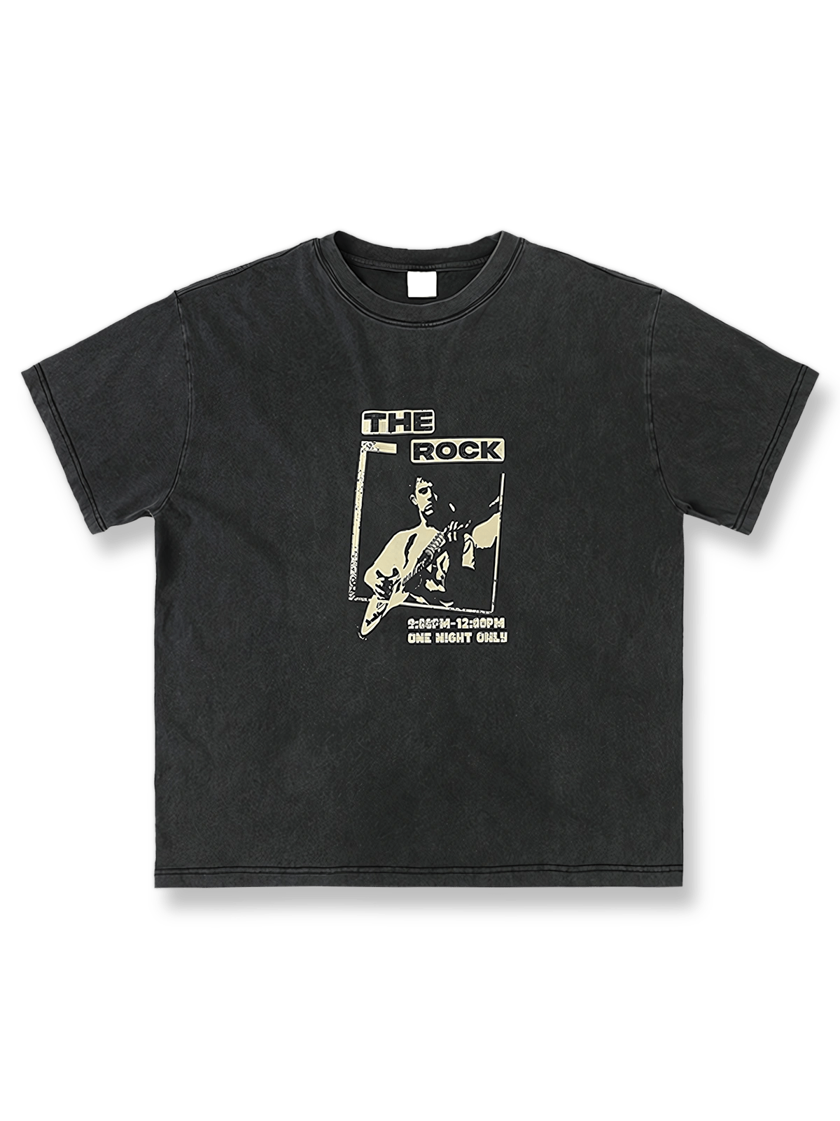 サンドウォッシュヴィンテージロックプリント半袖Tシャツ。