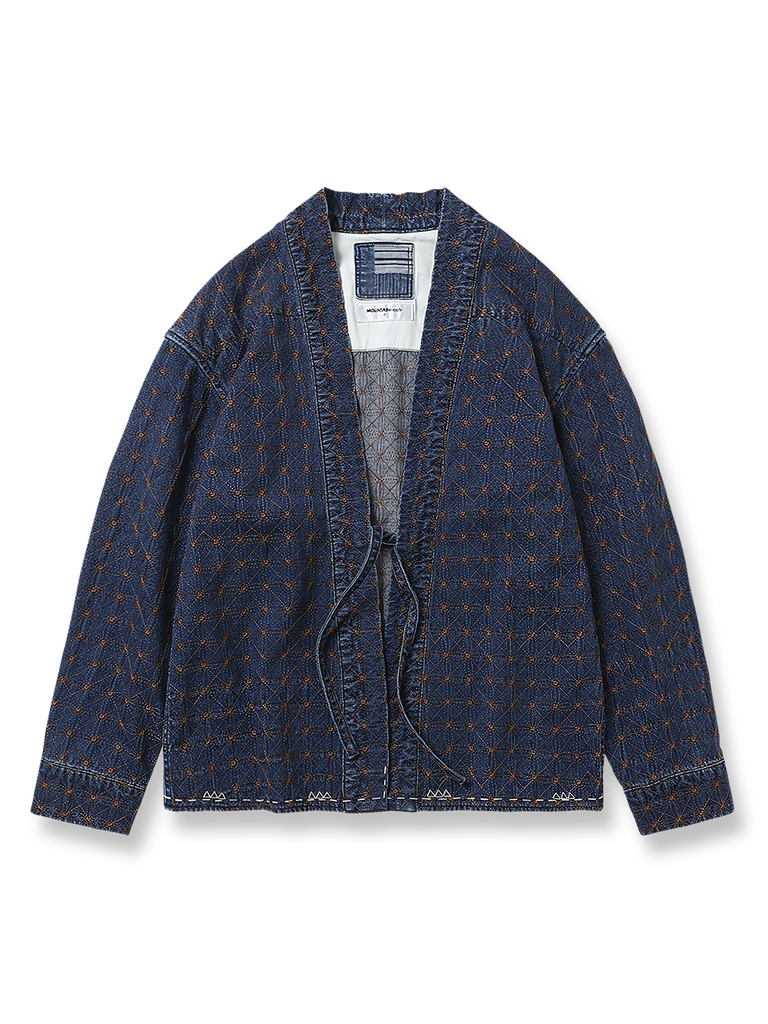 印半纏／刺し子/ジャケット 刺し子 はんてん風 デニムジャケット-PESSOA CLUB
