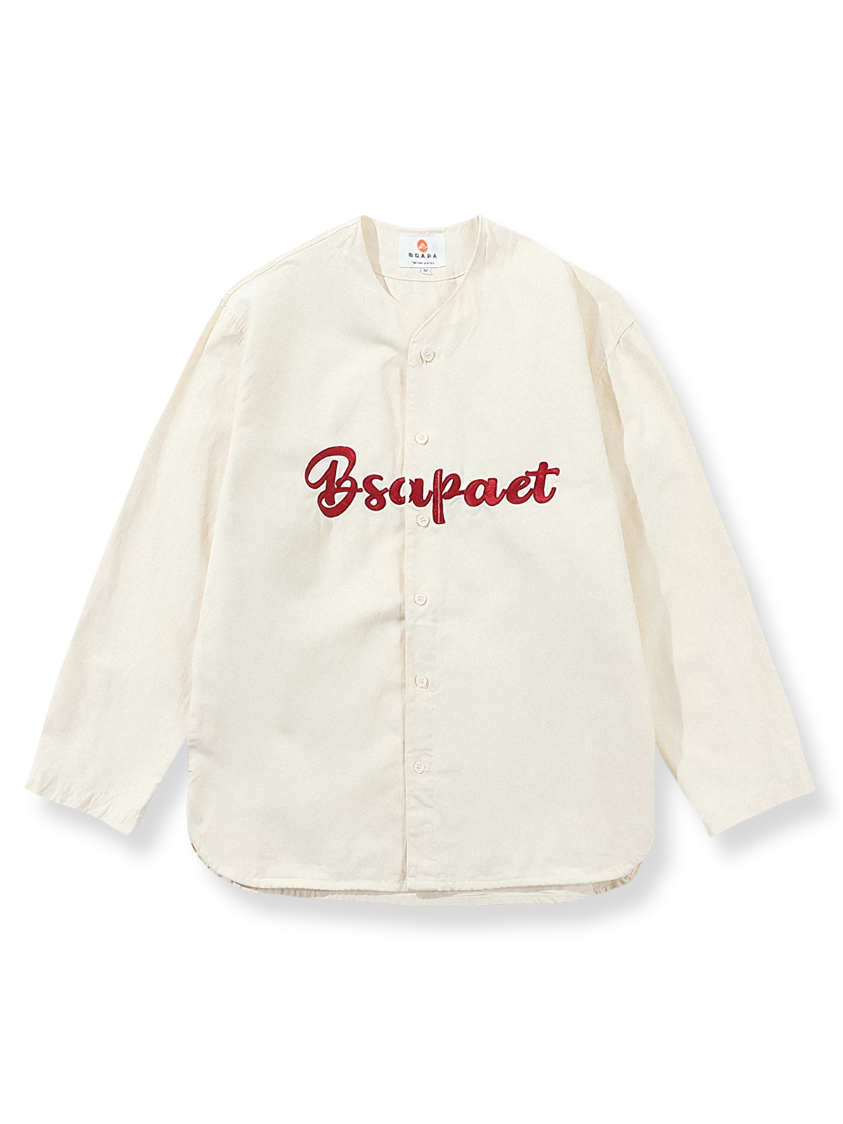 刺し子生地とＶネックデザインを融合させたベースボールシャツ