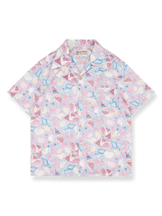 巻貝、貝殻、ヒトデ柄のハワイアンシャツ