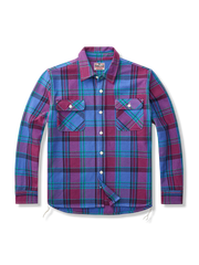 セルヴィッチ素材とフラップポケットが特徴のチェック柄ワークシャツ