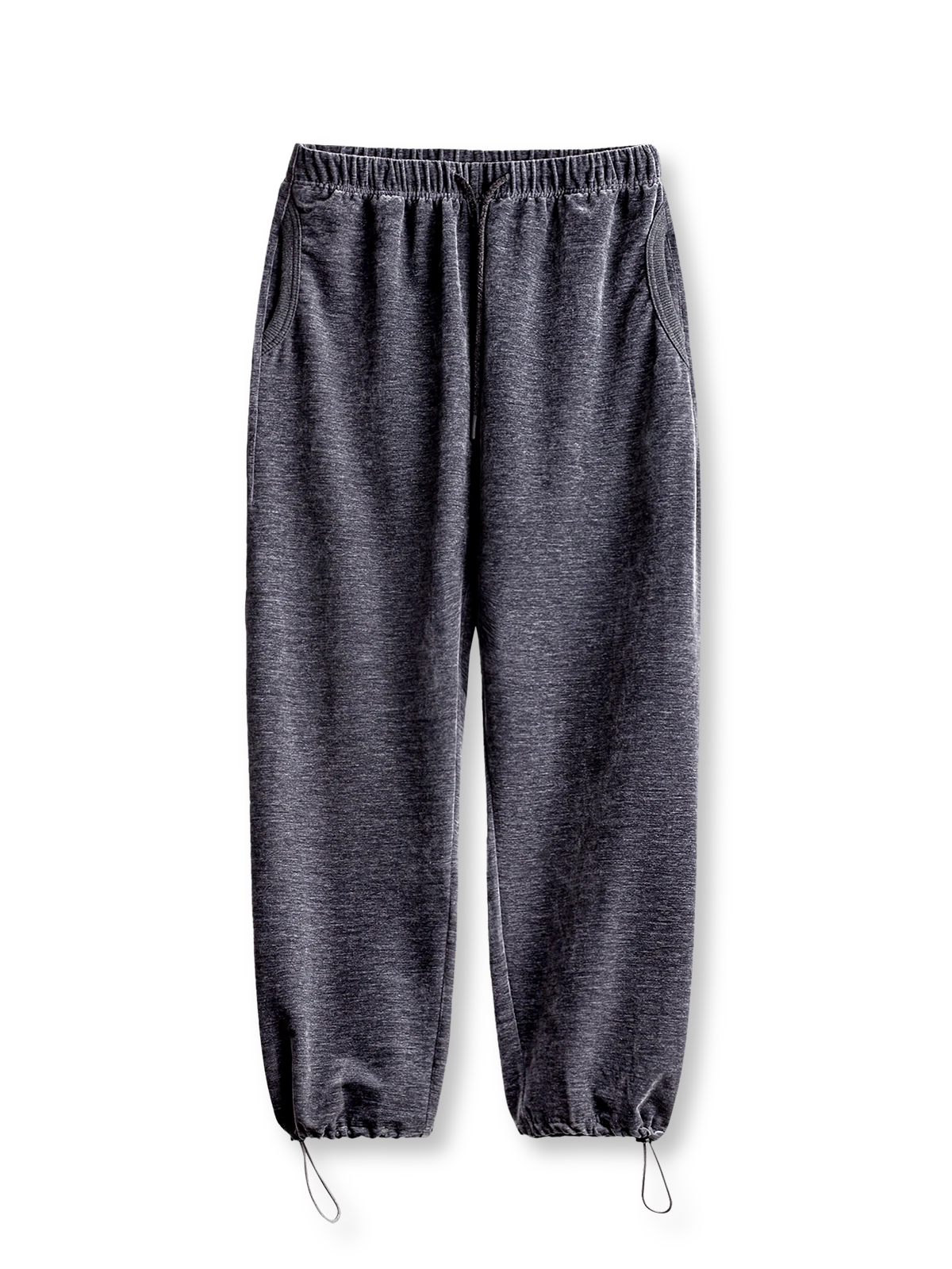 保温性に優れた両面シャギーフリース素材のジョガーパンツ。大容量ポケットと調節可能ウエスト付き。