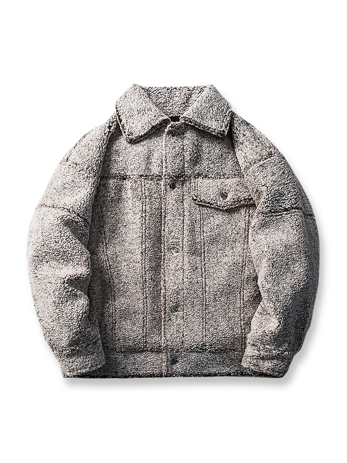 シープスキン素材を使用したゆったりシルエットの中綿ジャケット