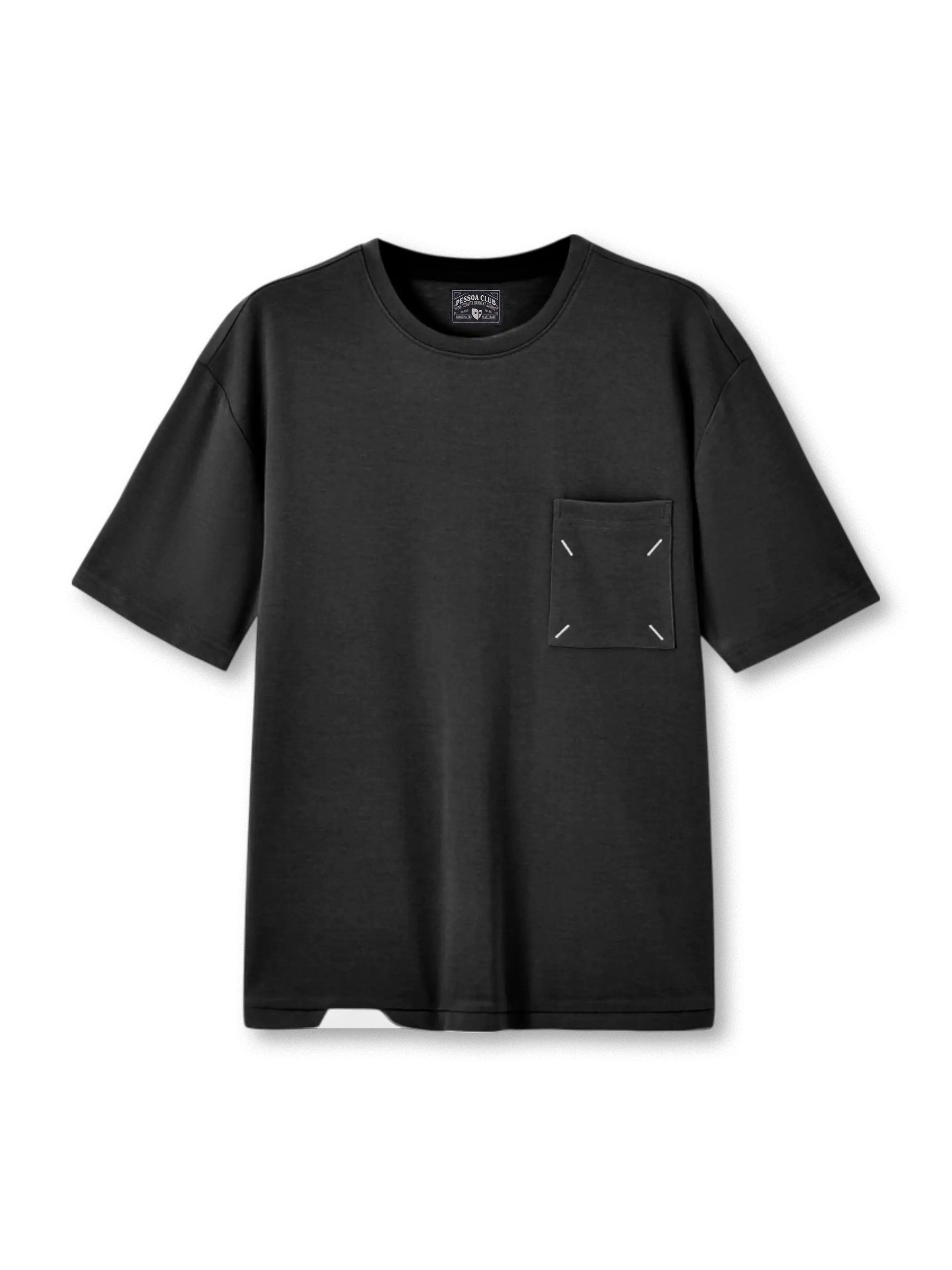 シルクブレンドシアーTシャツ｜70.8%再生セルロース×26.1%ポリエステル×3.1%シルク混紡の軽量ニットで、通気性と上質な艶を両立したメンズ半袖クルーネックTシャツ。