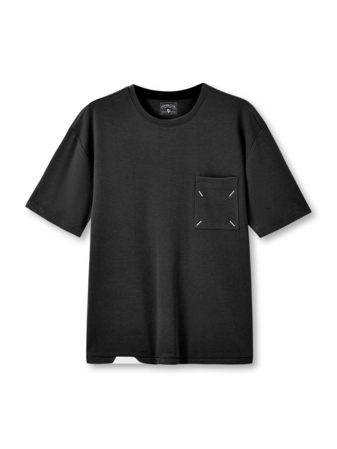 シルクブレンドシアーTシャツ｜70.8%再生セルロース×26.1%ポリエステル×3.1%シルク混紡の軽量ニットで、通気性と上質な艶を両立したメンズ半袖クルーネックTシャツ。