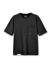 シルクブレンドシアーTシャツ｜70.8%再生セルロース×26.1%ポリエステル×3.1%シルク混紡の軽量ニットで、通気性と上質な艶を両立したメンズ半袖クルーネックTシャツ。