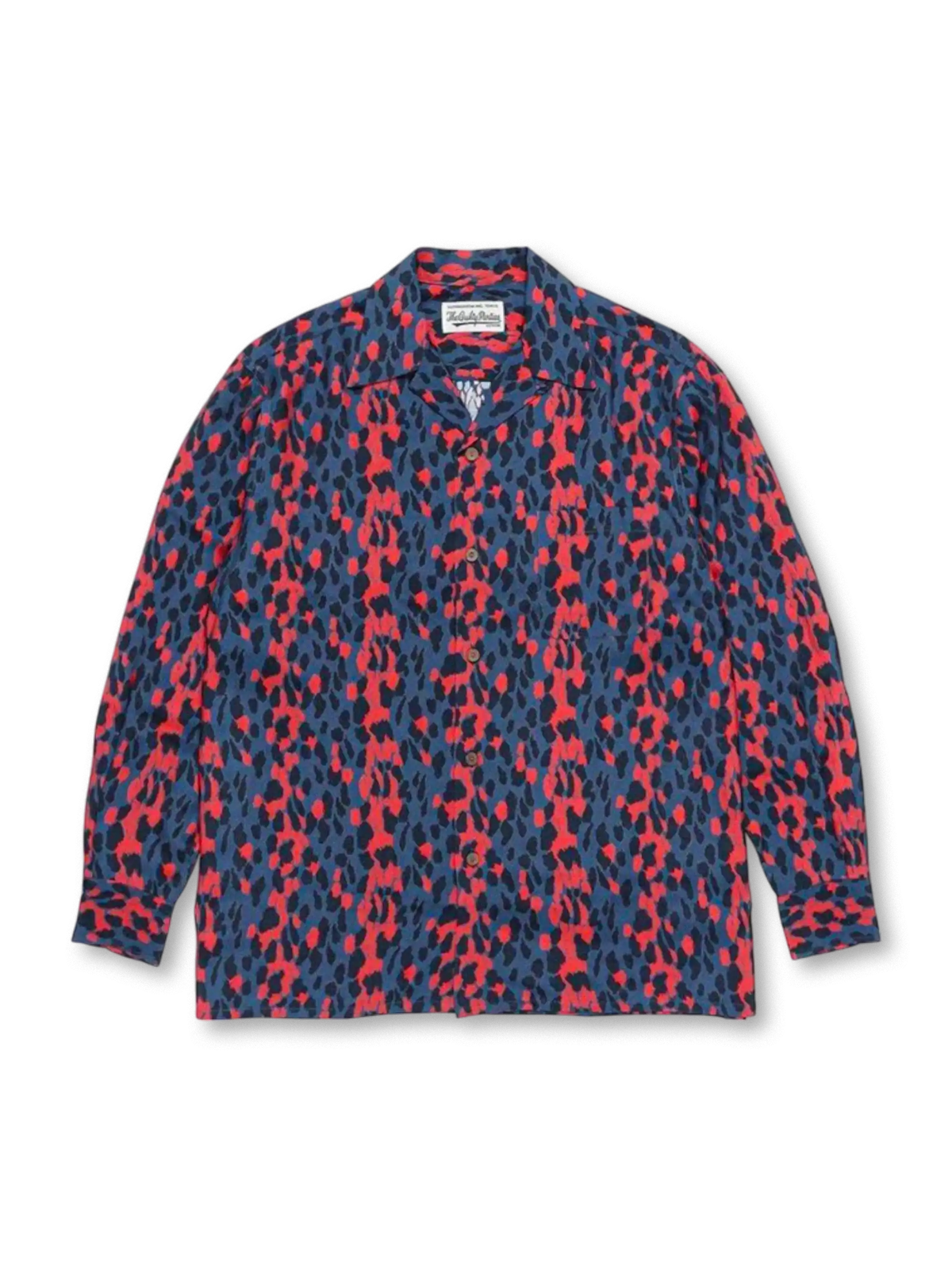 パイソン柄とシルク混素材が特徴のキューバカラーロングスリーブシャツ