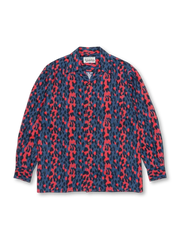 パイソン柄とシルク混素材が特徴のキューバカラーロングスリーブシャツ