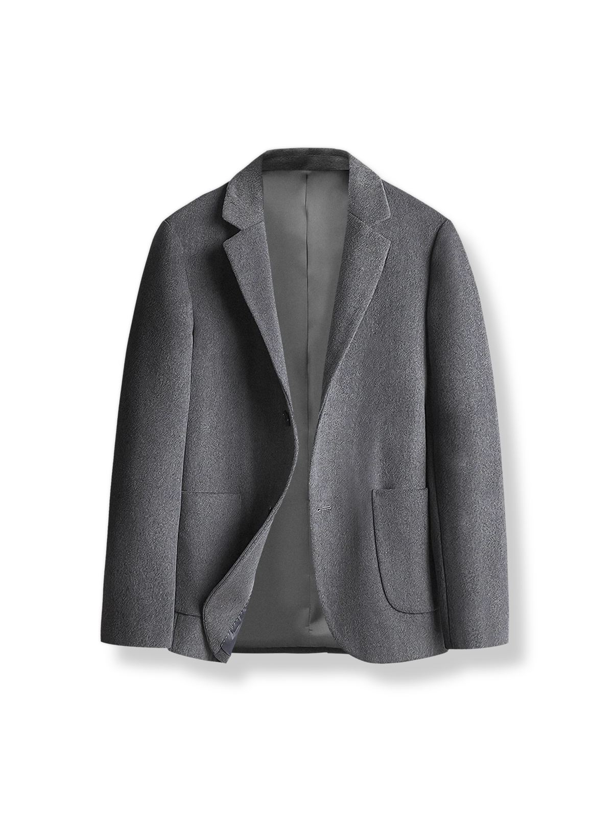 シングルブレストデザインのウール混紡スーツ、スリムフィットで現代的な美学を表現。