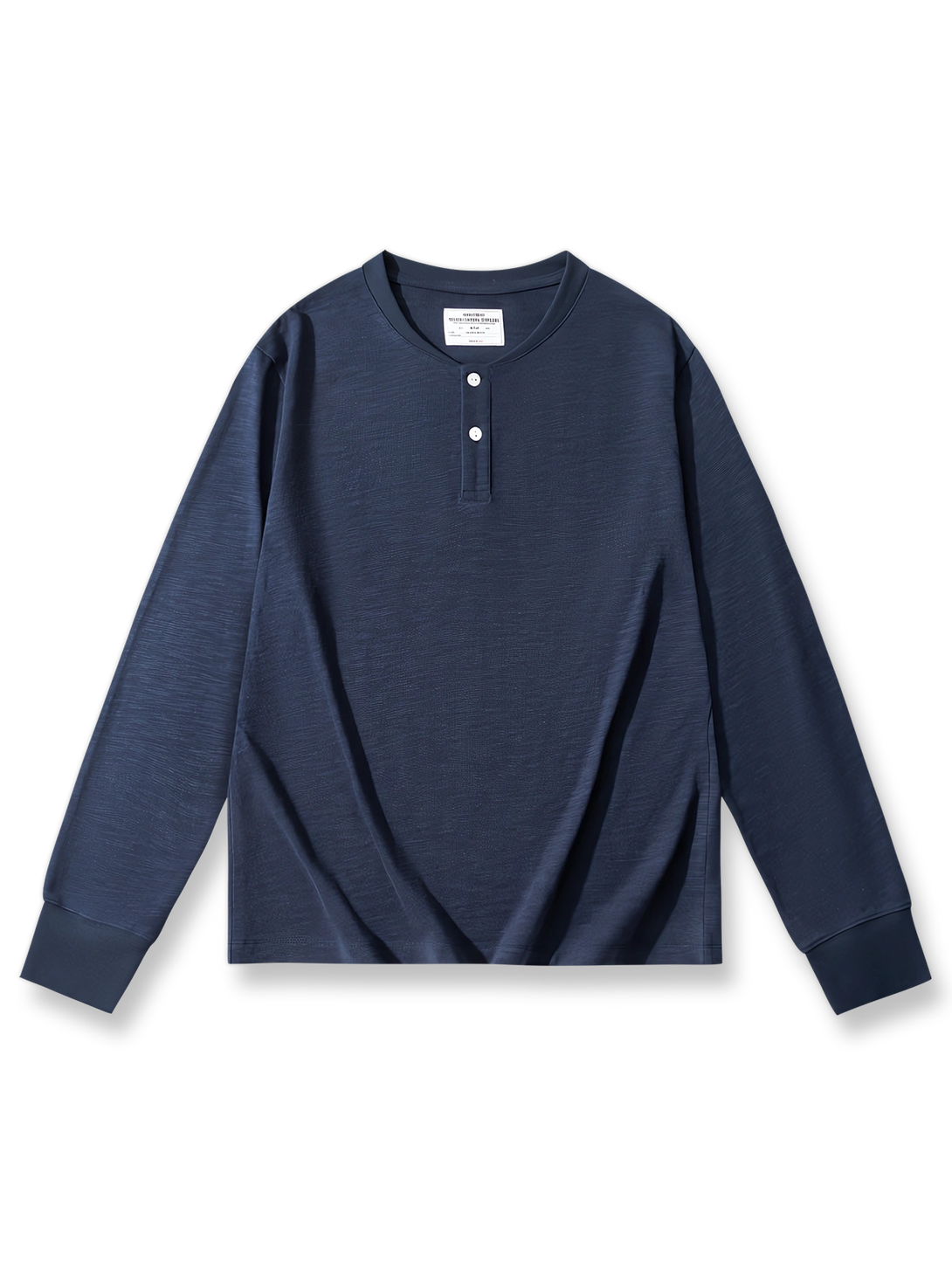 スラブコットン ヘンリーネック長袖Tシャツ