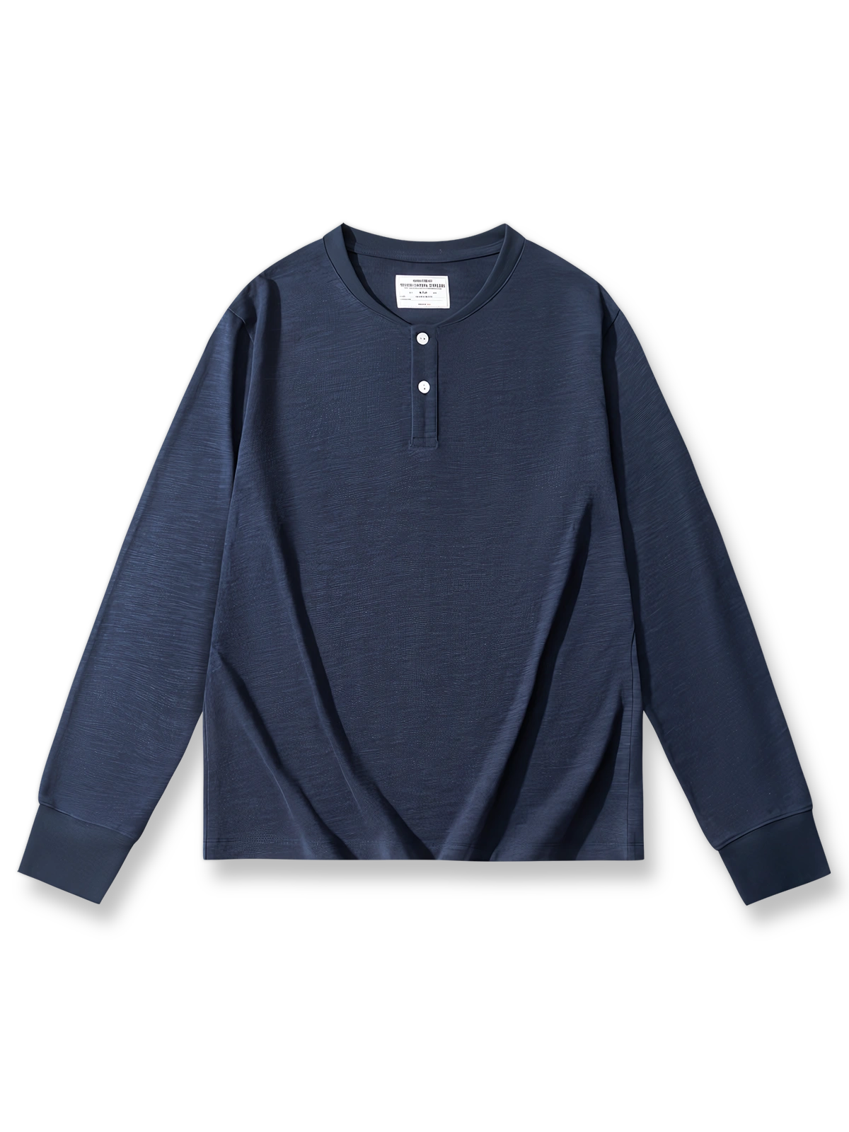 スラブコットン ヘンリーネック長袖Tシャツ