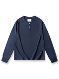 スラブコットン ヘンリーネック長袖Tシャツ