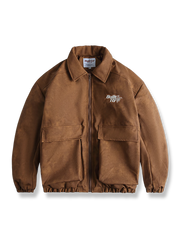 無地立体ポケット付き襟付き中綿ジャケット