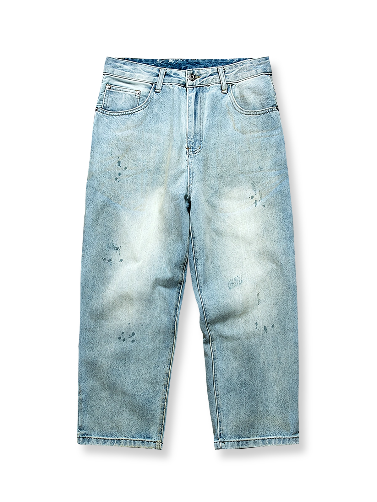スプラッシュペイント加工が特徴のストレートデニムパンツ