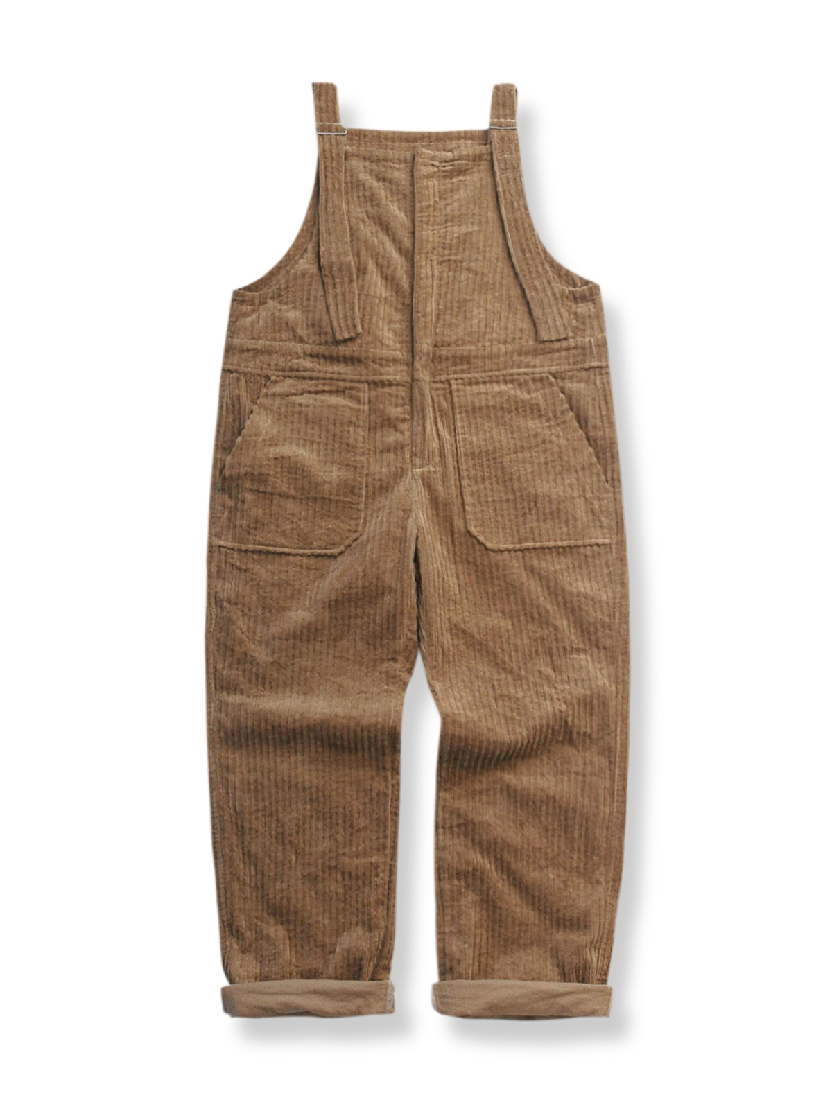 ストレートシルエットのコーデュロイオーバーオール