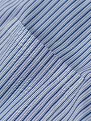 ブルー＆ホワイトストライプスタンドカラーシャツ