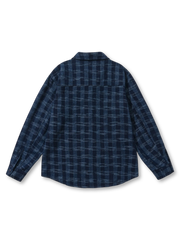 ブルー＆ホワイトストライプスタンドカラーシャツ