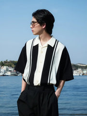 ストライプパネルキューバカラーシャツ