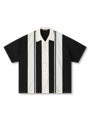 カラーブロックストライプが映えるレーピア織りキューバカラーシャツ