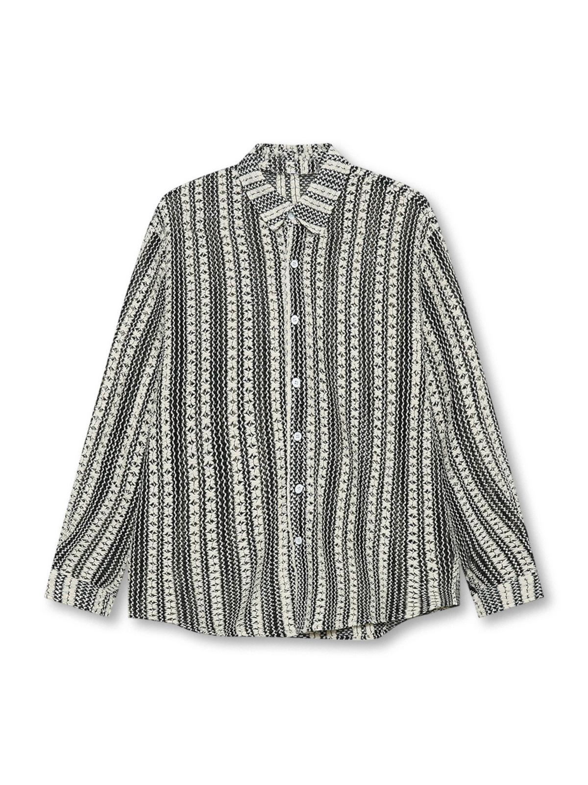 1970年代リゾートニット文化をルーツに持つストライプ柄オープンワークサンプロテクションシャツ