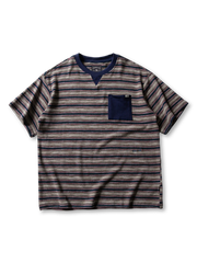 ボーダーVインサートポケットTシャツ正面画像