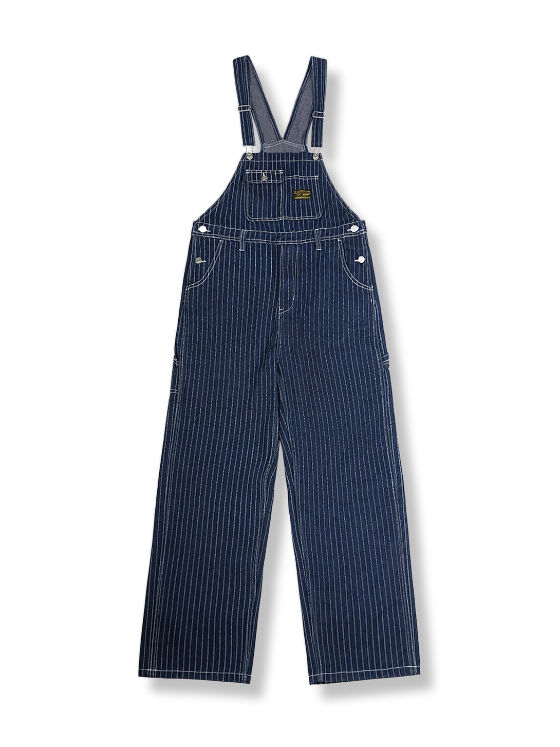 1920年代風のストライプデニムオーバーオールを着用したイメージソース