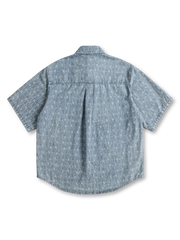 ストライプジャカードデニム五分袖シャツ