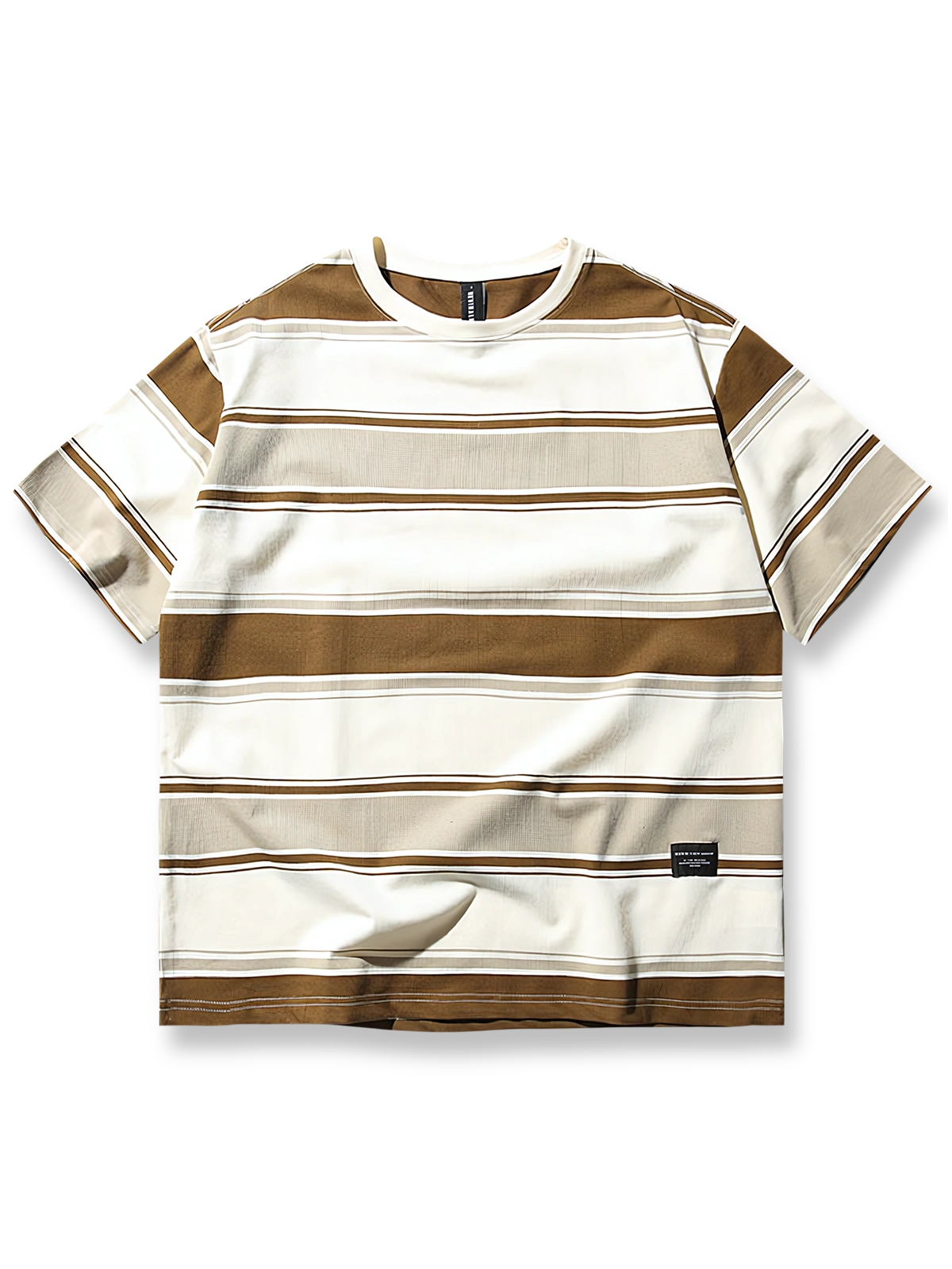 ヴィンテージ風ストライプ切り替えのオーバーサイズ半袖Tシャツ。