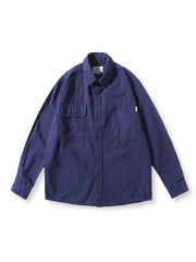 熱圧着ストライプと洗い加工が映えるコットンワークシャツ