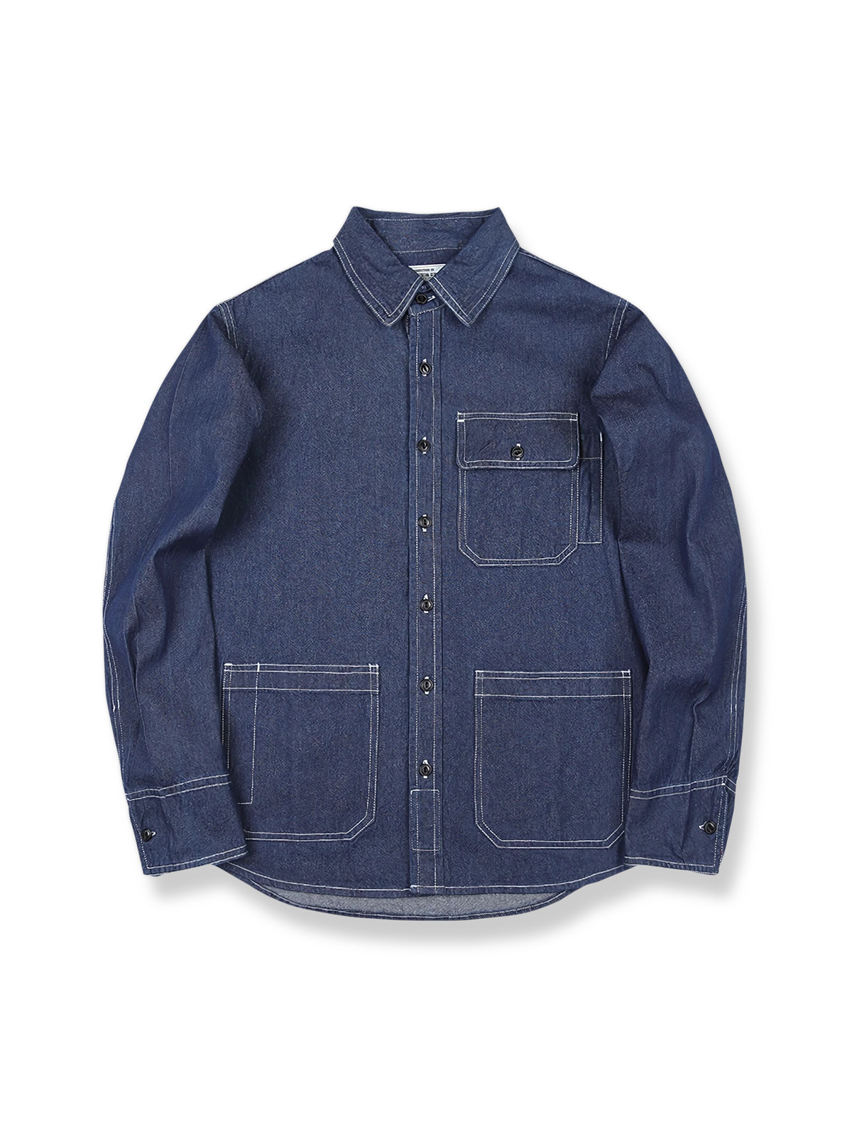 ストライプ柄ワークデニムシャツ