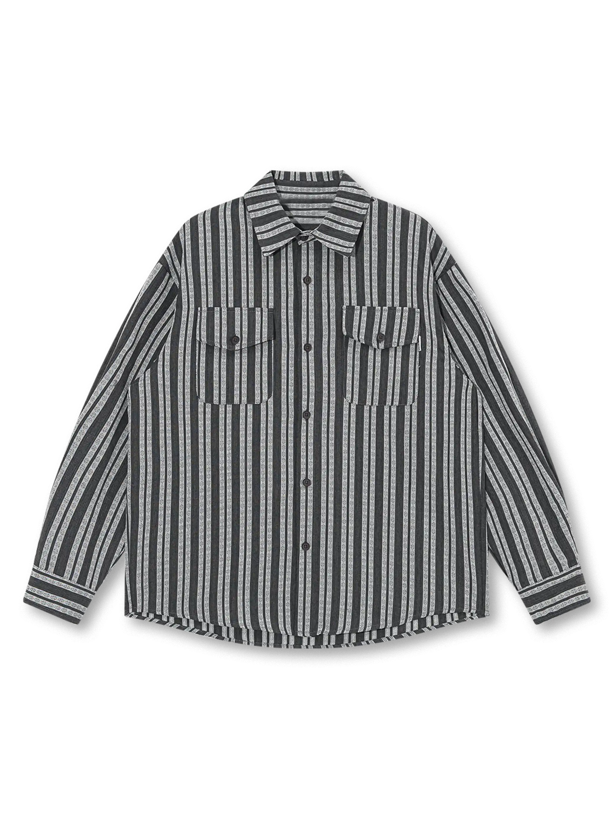 黒白ストライプワークシャツ正面