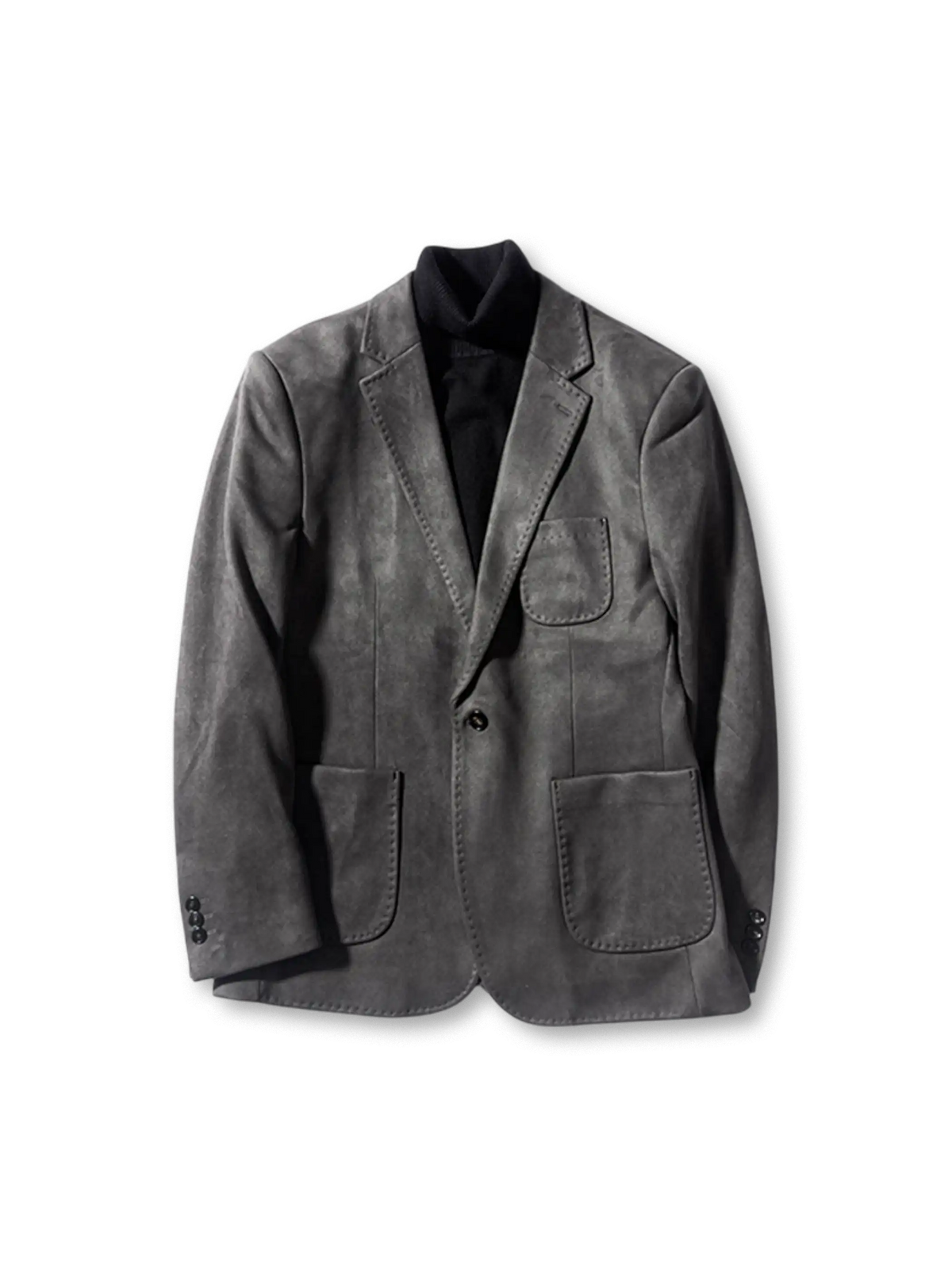 スエード素材と伝統的ポケットが特徴のスリムフィットハンティングブレザー。6色展開で多彩なスタイルに対応。