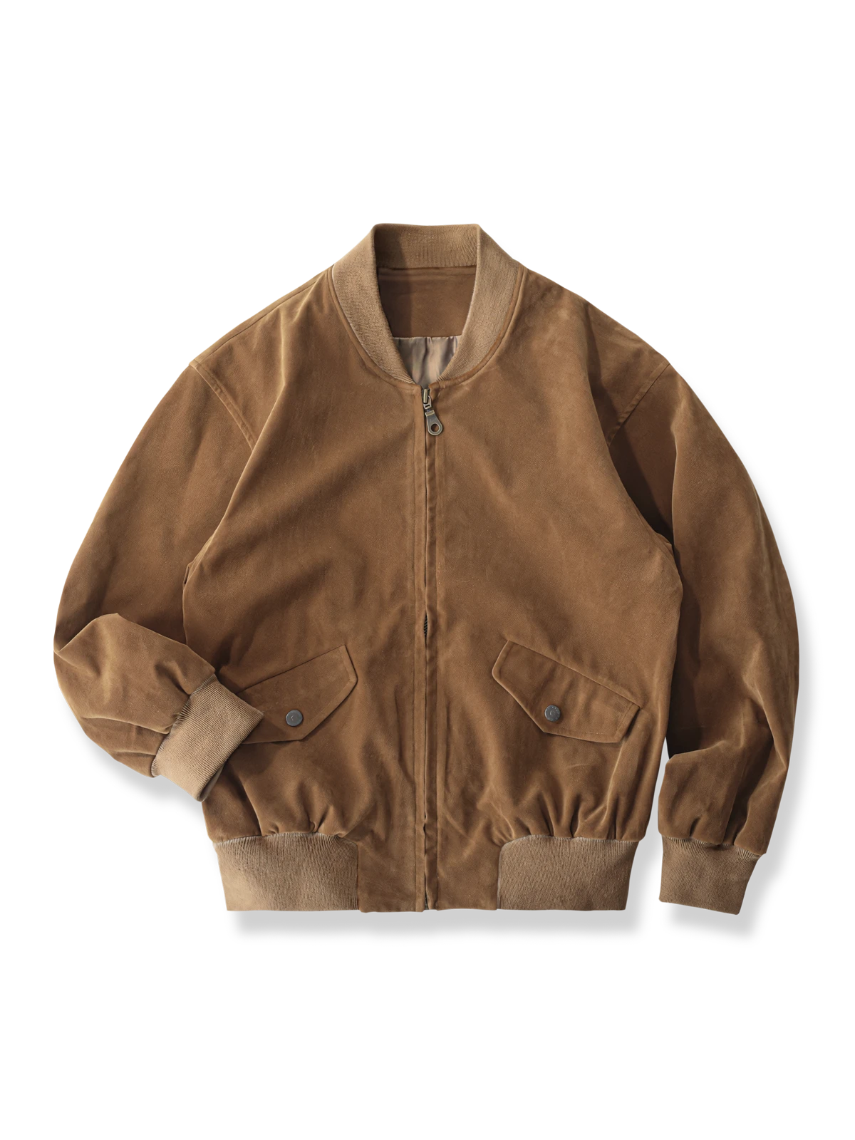 スエード風素材のベースボールジャケット