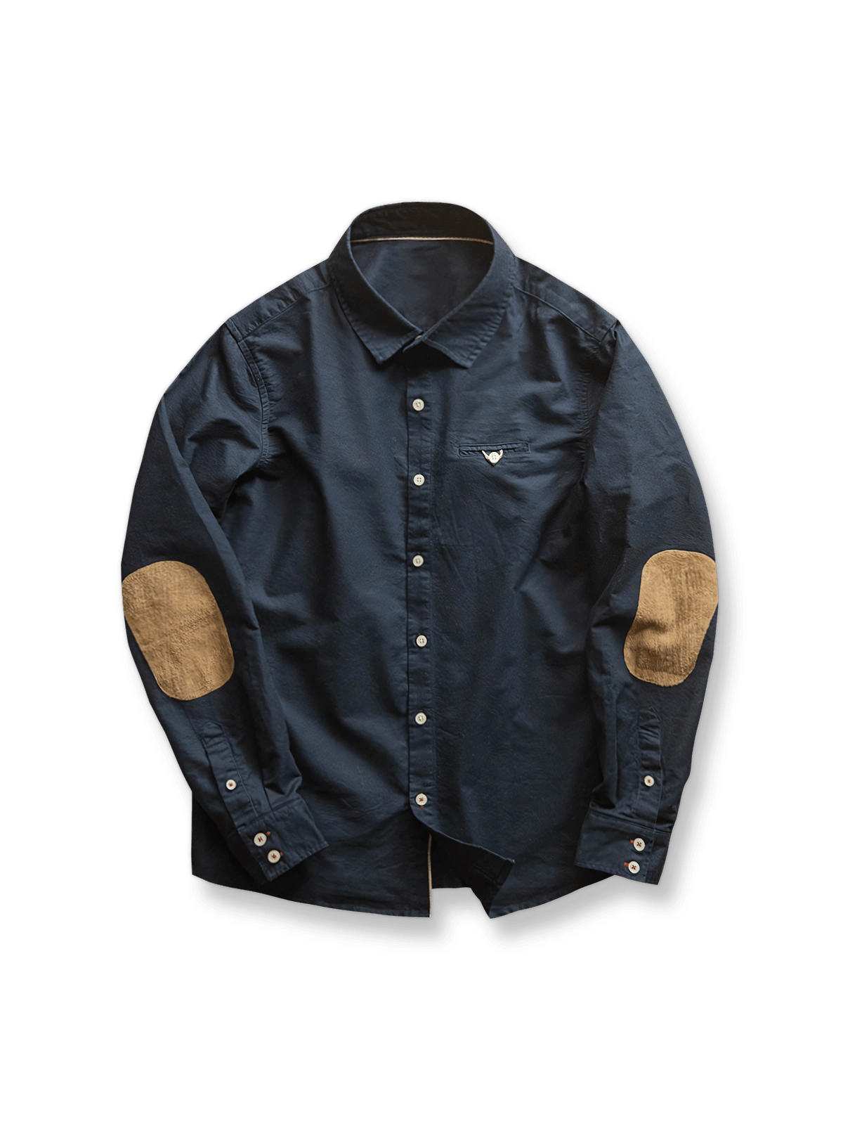 肘にスエードパッチをあしらった100%コットンオックスフォードシャツ