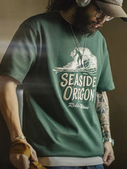 サーファーエンブロイダリープリントTシャツ