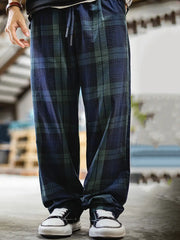 タータンチェックサッカー生地イージーパンツ