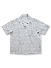 リヨセルコットンリネン パームリーフ柄 古巴襟シャツ メンズ 夏 リゾート