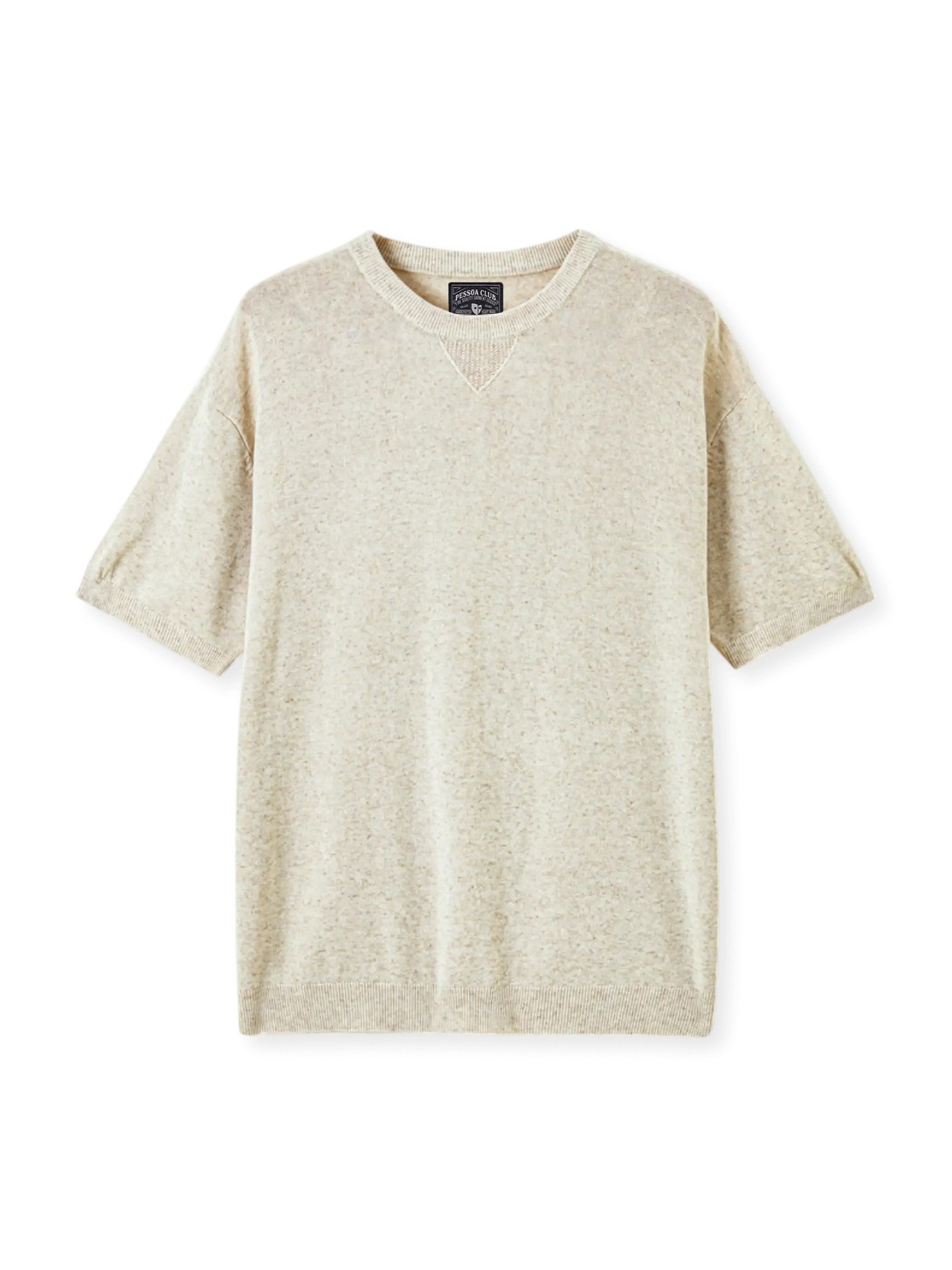 薄手のテンセルリネン混紡ニットとドロップショルダーが映えるショートスリーブTシャツ
