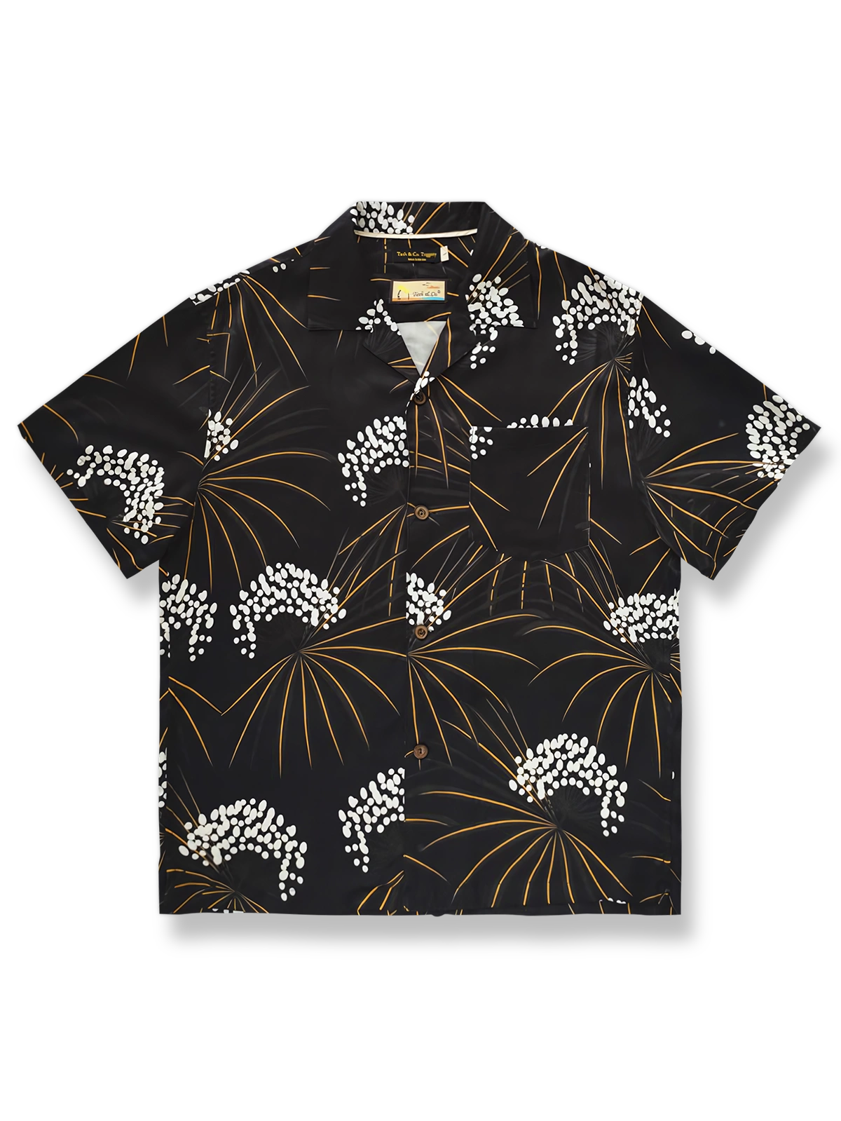 テンセル素材の熱帯植物プリントハワイアンシャツ